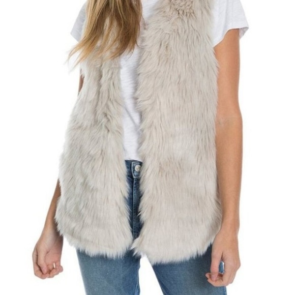 Dylan Melange Faux Fur Ivory Vest - Picture 2 of 10